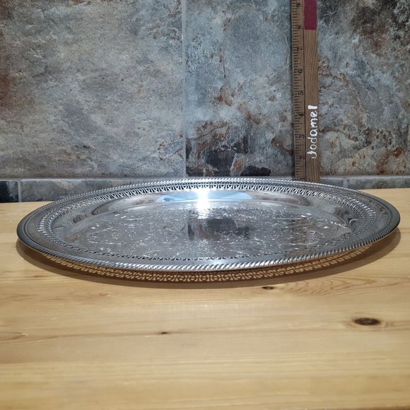 VTG WM Rogers 172 Round Metal Serving Platter 15" - Picture 9 of 16
